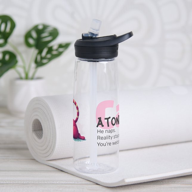 Funny Cat Mug – CatAtonic: I Nap. You Exist. Water Bottle (Yoga)
