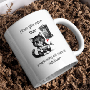 Funny Cat Mug – Fishbone Valentine Quote