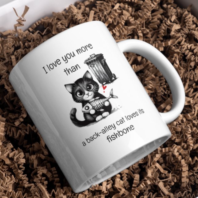 Funny Cat Mug – Fishbone Valentine Quote (Creator Uploaded)