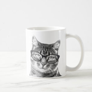 Funny cat mug   Kitten wearing nerdy glasses