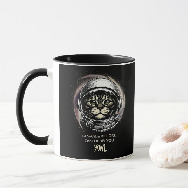 Funny Cat Mug Spoof Space Parody - Editable Text (With Donut)