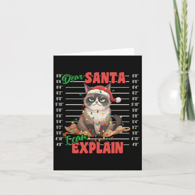 Funny Cat Mugshot Dear Santa I Can Explain Christm Card (Front)