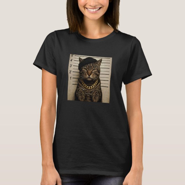 Funny Cat Mugshot Meme T-Shirt (Front)