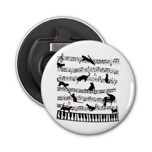 Funny Cat Music Note Gift For Piano Player Music Bottle Opener