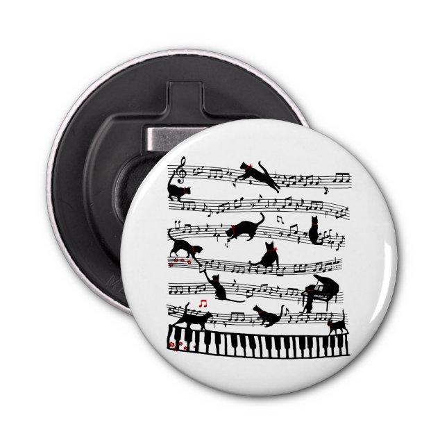 Funny Cat Music Note, Gift For Piano Player, Music Bottle Opener (Front)
