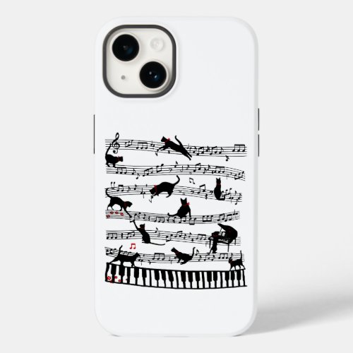 Funny Cat Music Note Gift For Piano Player Music Case_Mate iPhone 14 Case