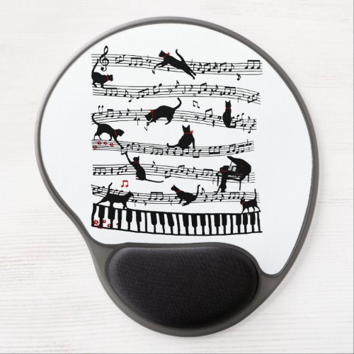 Funny Cat Music Note Gift For Piano Player Music Gel Mouse Pad