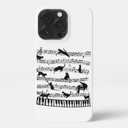Funny Cat Music Note Gift For Piano Player Music iPhone 13 Pro Case