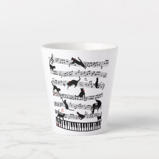 Funny Cat Music Note, Gift For Piano Player, Music Latte Mug