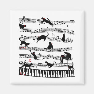Funny Cat Music Note, Gift For Piano Player, Music Magnet