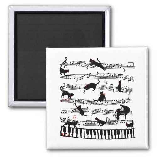 Funny Cat Music Note Gift For Piano Player Music Magnet