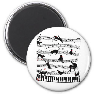 Funny Cat Music Note, Gift For Piano Player, Music Magnet