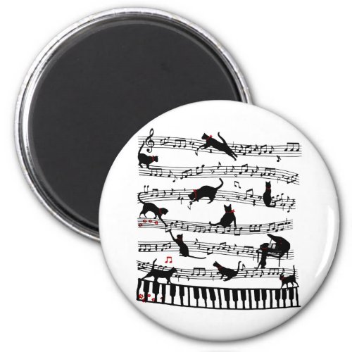 Funny Cat Music Note Gift For Piano Player Music Magnet