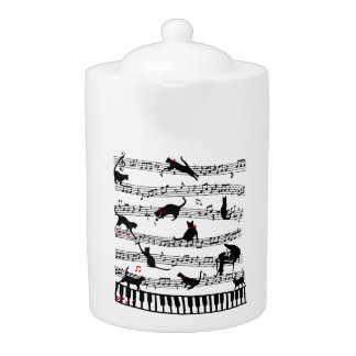 Funny Cat Music Note, Gift For Piano Player, Music Teapot