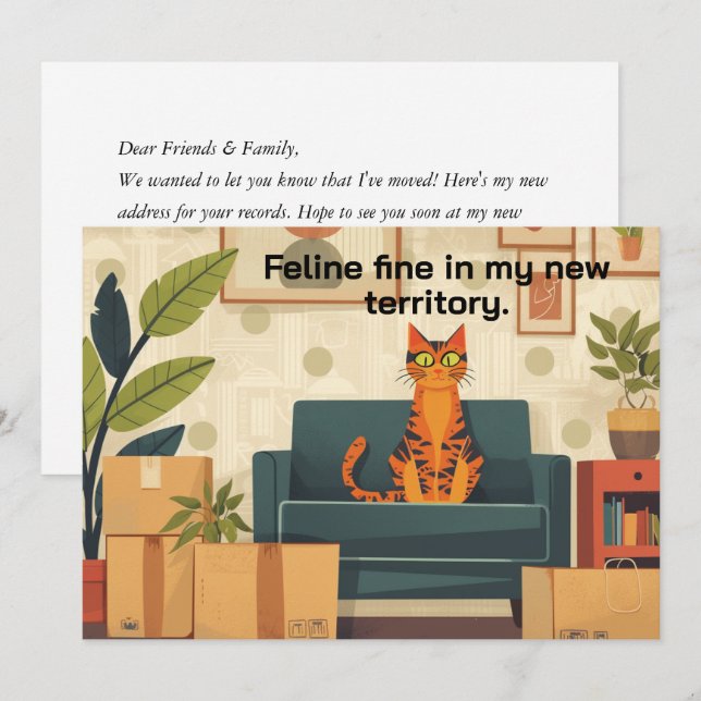 Funny Cat New Home Moving Announcement (Front/Back)
