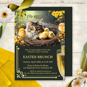 Funny Cat No Eggs Easter Bubbles and Brunch Invitation