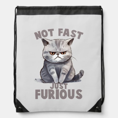 Funny Cat _ Not Fast Just Furious Drawstring Bag