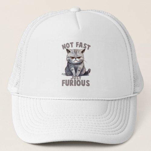 Funny Cat _ Not Fast Just Furious Trucker Hat