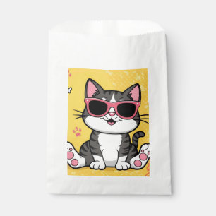 Funny Cat notebook Cartoon cat wearing sunglasses Favor Bag
