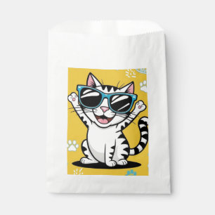 Funny Cat notebook Cartoon cat wearing sunglasses Favor Bag