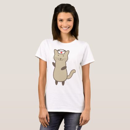 Funny Cat Nurse Cartoon - Cute Meow T-Shirt