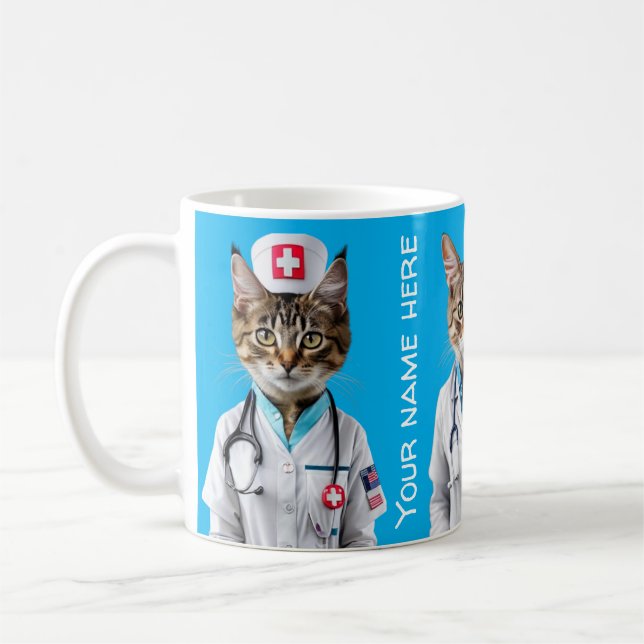  Funny Cat Nurse Doctor Medical Professional Coffee Mug (Left)