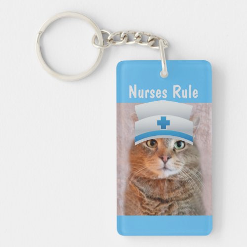 Funny Cat Nurses Rule Keychain