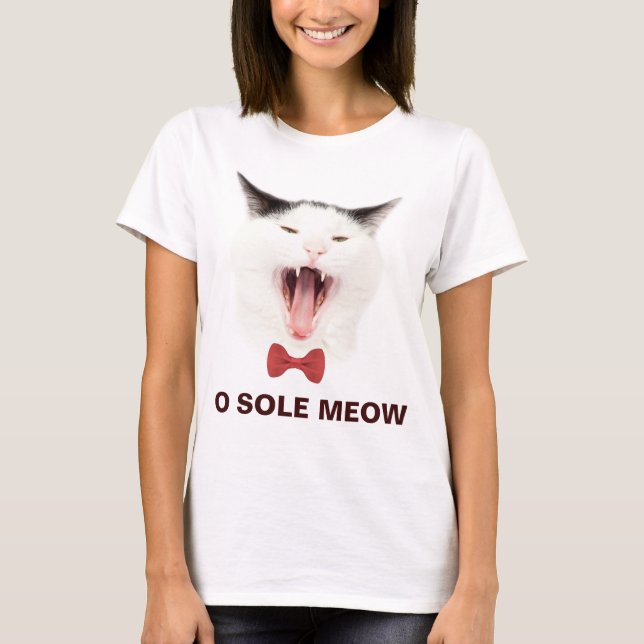 Funny Cat O Sole Meow customizable T-Shirt (Front)