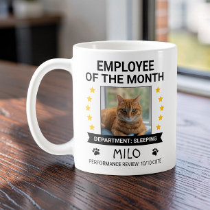Funny Cat Office Humor Employee of The Month Photo Coffee Mug