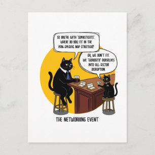 Funny Cat Office Humor Networking Event Meme Gift Postcard