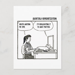 Funny Cat Office Work Humor Corporate Cartoon Postcard
