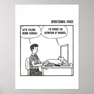 Funny Cat Office Work Humor Corporate Cartoon Poster