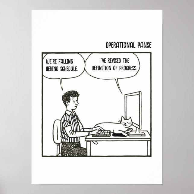 Funny Cat Office Work Humor Corporate Cartoon Poster (Front)