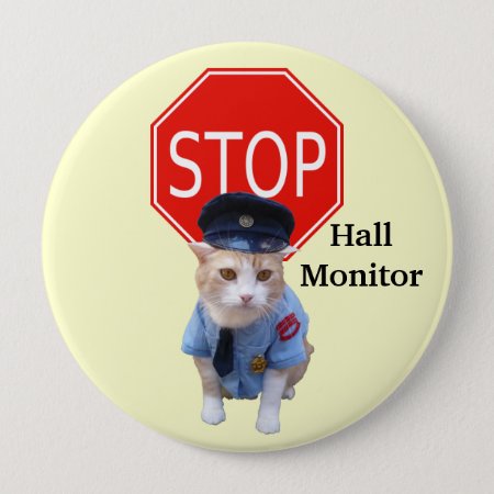 Funny Cat Officer/hall Monitor Button