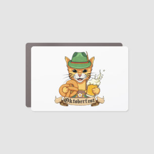 Funny Cat Oktoberfest Pretzel Tshirt Car Magnet