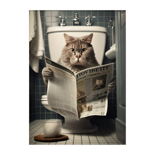 Funny Cat on Bathroom Toilet Cute Animals  Acrylic Print
