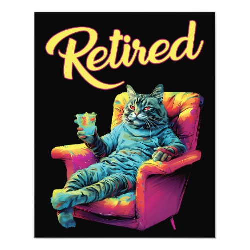 Funny Cat on couch Retirement  Photo Print