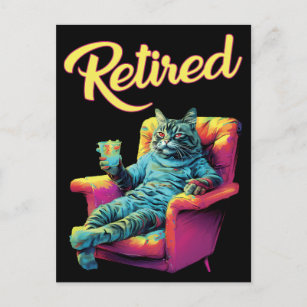Funny Cat on couch Retirement postcard