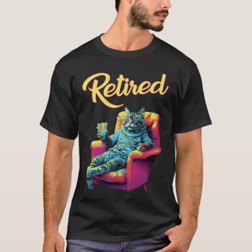Funny Cat on couch Retirement T_Shirt
