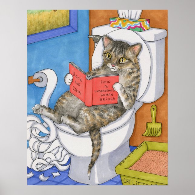 Funny Cat on Toilet 535 poster (Front)
