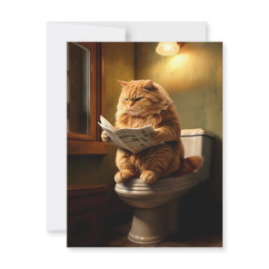 Funny Cat on Toilet | Quirky Bathroom Humor Postcard