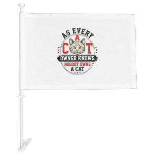 Funny Cat Owner Quote Vintage Engraving Design_1 Car Flag