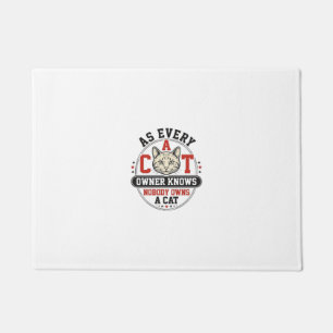 Funny Cat Owner Quote Vintage Engraving Design_1 Doormat