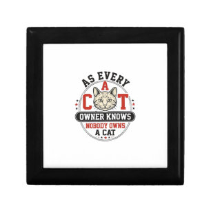 Funny Cat Owner Quote Vintage Engraving Design_1 Gift Box