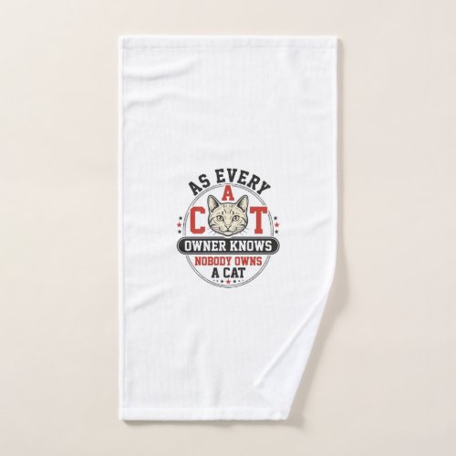 Funny Cat Owner Quote Vintage Engraving Design_1 Hand Towel