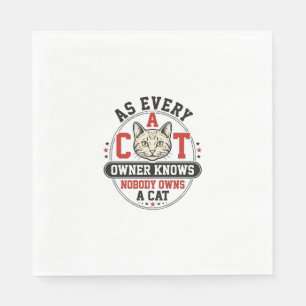 Funny Cat Owner Quote Vintage Engraving Design_1 Napkins