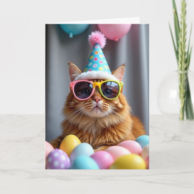 Funny Cat Party Celebration Card (Front)
