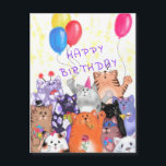Funny Cat Party Magnetic Birthday Card<br><div class="desc">Funny Birthday Cards with Happy Cat Party Cartoon Drawing Cute Cats Birthday Celebration Painted Birthday Card for Kids - Customizanle - or Choose / Add Your Unique Text / Font / Color / Size - Make Your Special Magnets Birthday Cards for Children Gifts - Resize and move or remove and...</div>