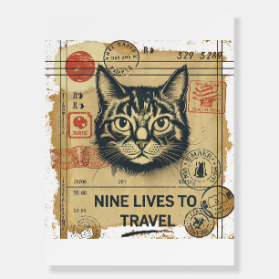 Funny Cat Passport poster - Nine Lives to Travel