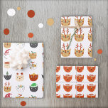 Funny Cat Pattern Christmas Wrapping Paper Sheets<br><div class="desc">A bunch of cute and fun cats in winter holiday hats and accessories to make you smile.  Three different designs in this pack.  Original art by Nic Squirrell.</div>